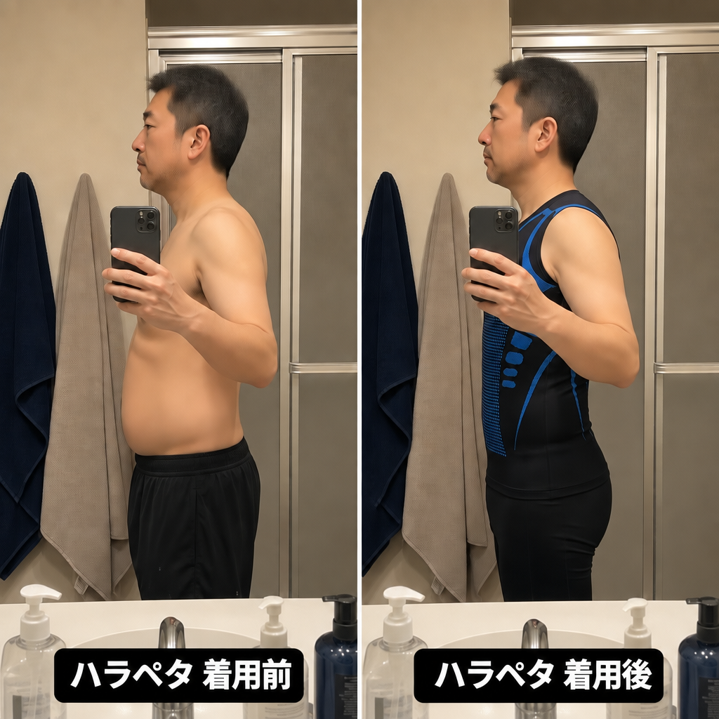 ハラペタ 着用前後の比較